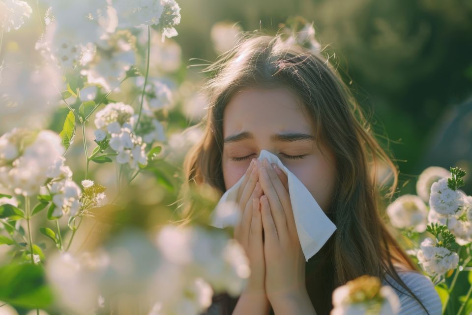 Junge Frau mit Pollen-Alergie