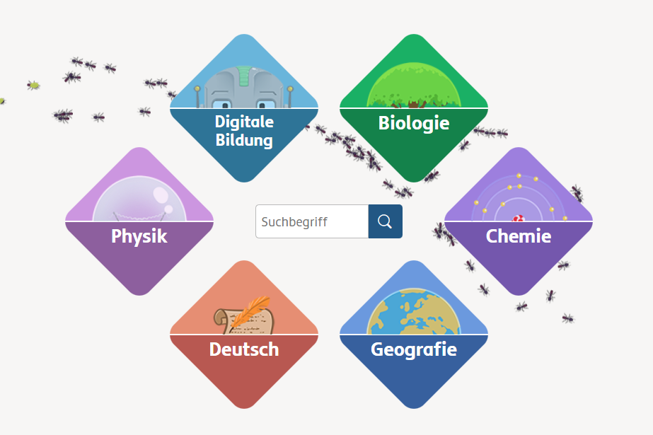 Ausschnitt der SchuBu-Homepage mit Ameisen