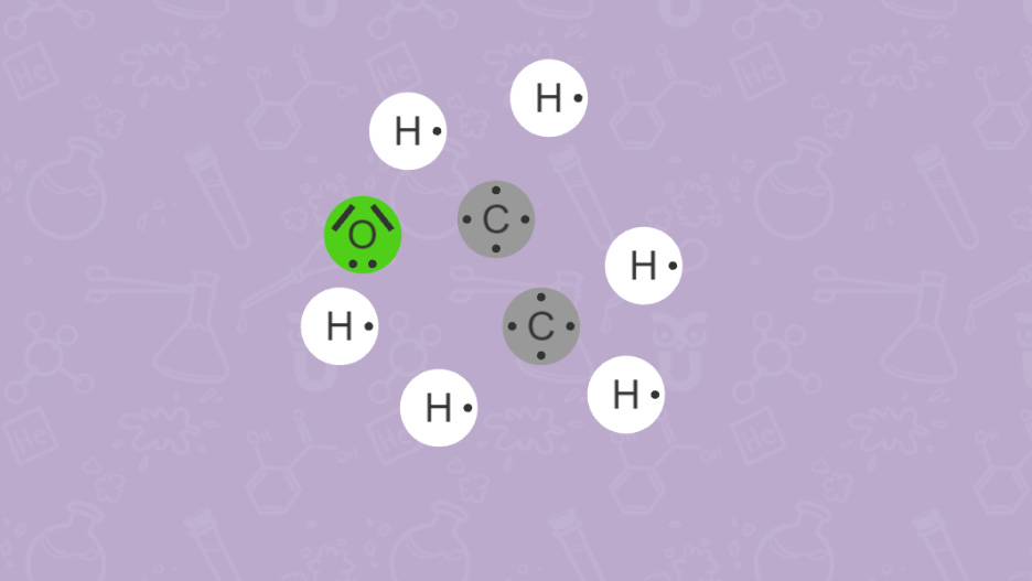 Zwei Kohlestoffatom, ein Sauerstoffatom und sechs Wasserstoffatome.