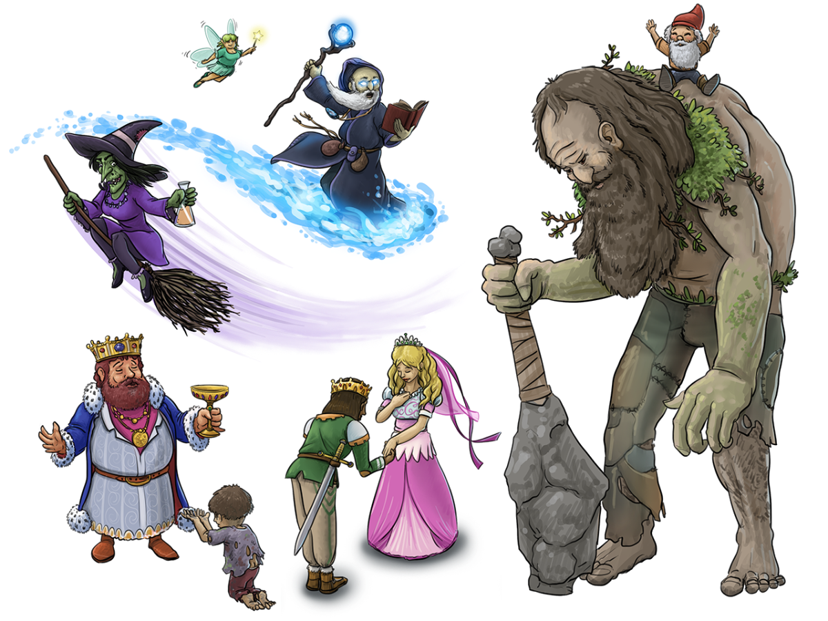 Illustration von verschiedenen Märchenfiguren