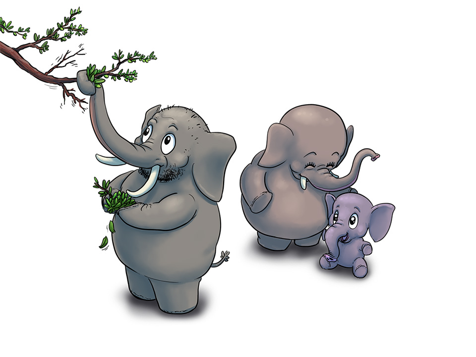 Grafische Darstellung: Elefantenfamilie