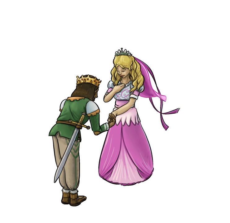 Man sieht ein Pärchen, nämlich Prinz und Prinzessin.