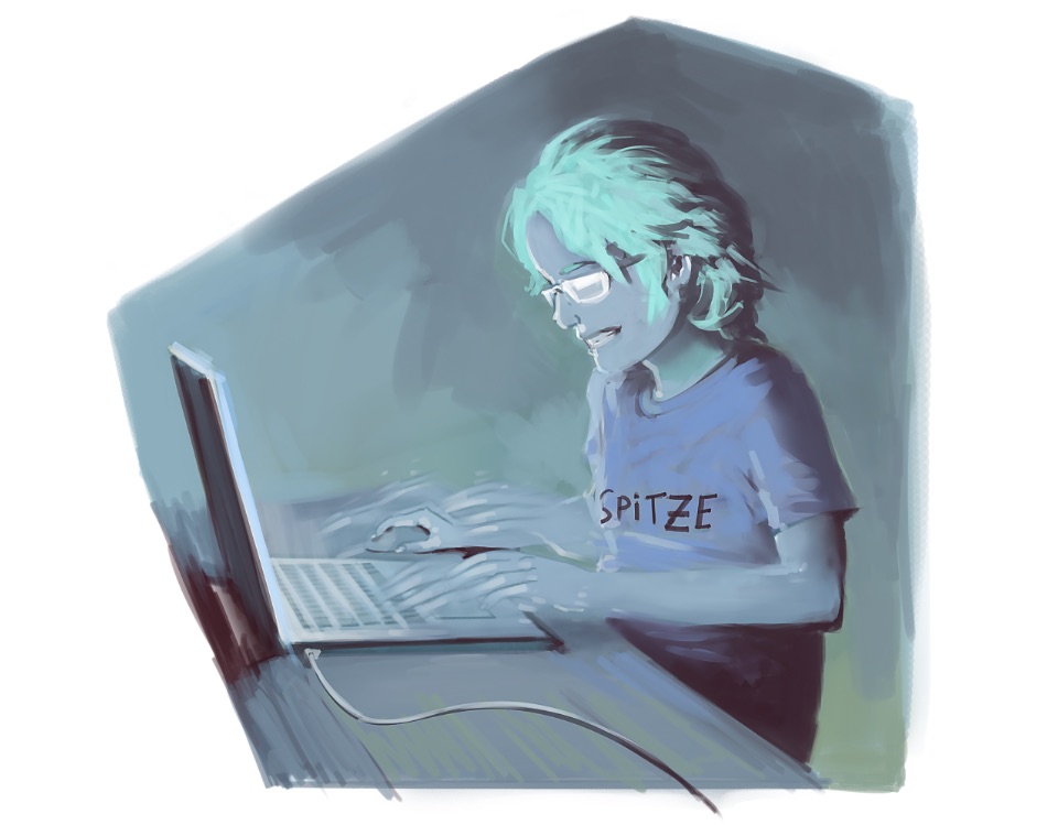 Ein Mädchen programmiert am Computer