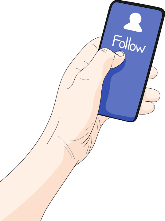 Illustration einer Hand die auf dem Handybilschirm auf 