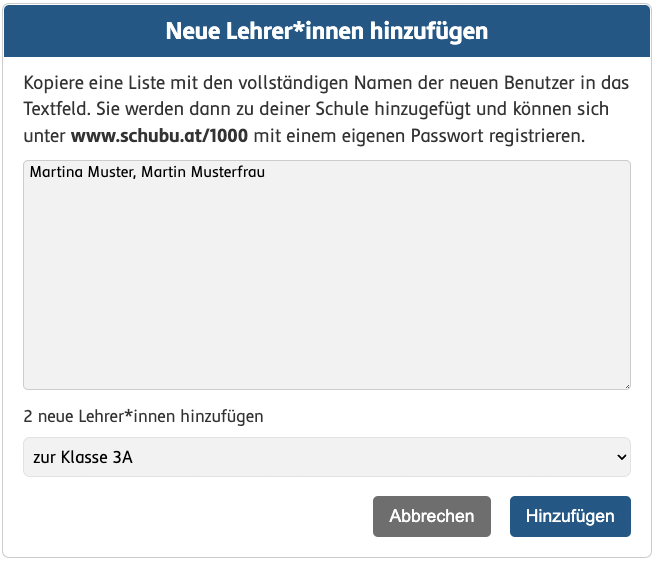 Neue Lehrer*innen anlegen