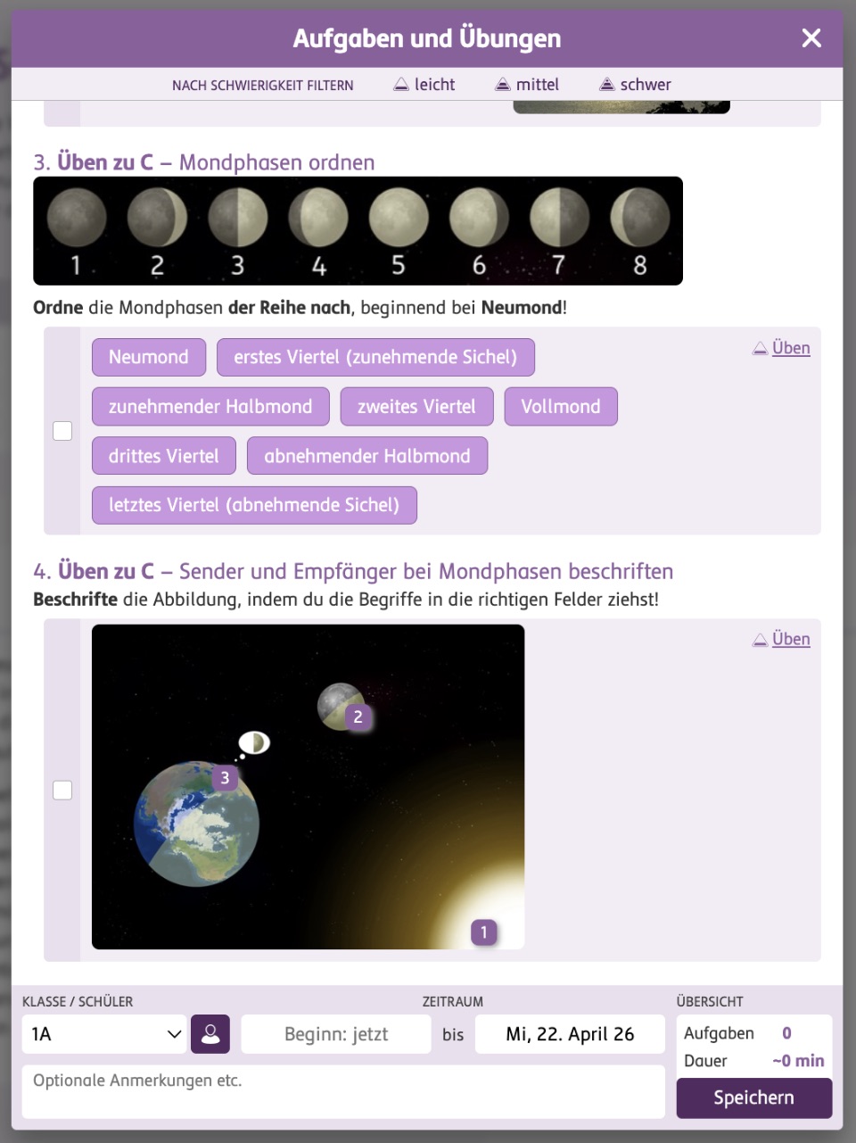 Screenshot von SchuBu Aufgaben Tool 
