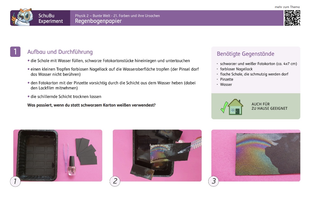 Beispiel aus einem Experimenteblatt