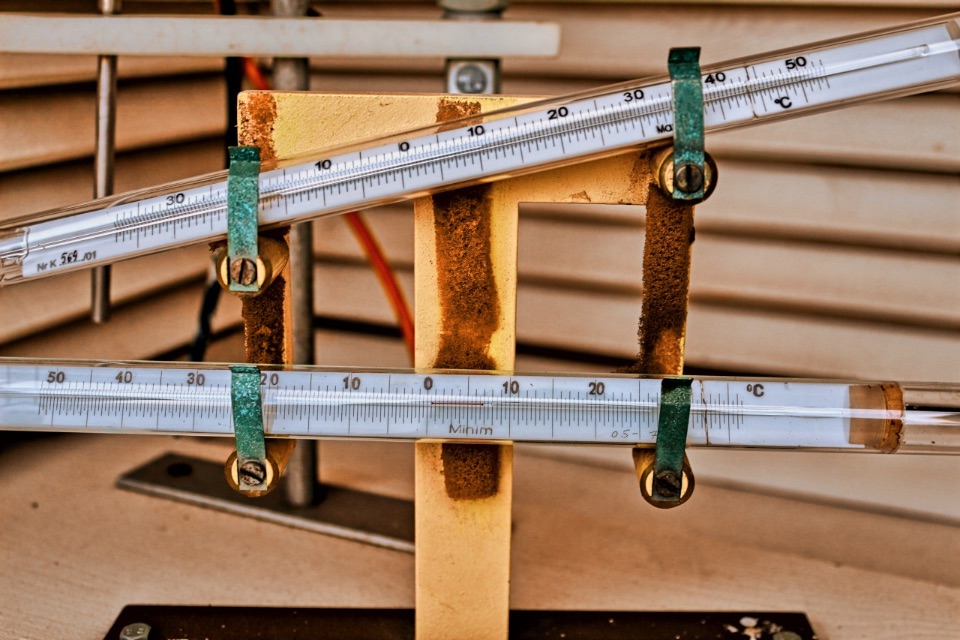 Maximumthermometer und Minimumthermometer