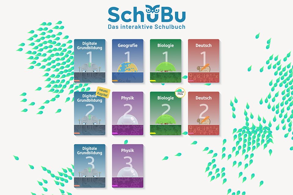 Screenshot der Startseite von SchuBu mit den verfügbaren Büchern.